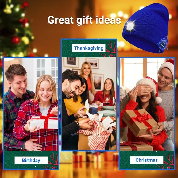 Bluetooth Beanie with Light, Beanie with LED and Bluetooth Headphones, Rechargea - Picture 7 of 7